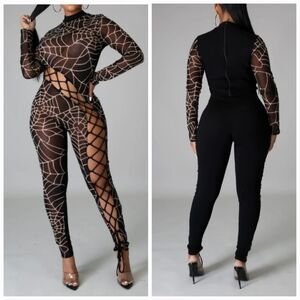 Tangled Webs Jumpsuit Multi Color Sz Large New